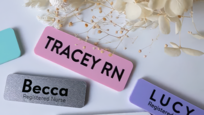 Custom Acrylic Name Badge | Pin or Magnet, UV Printed Staff ID Tag
