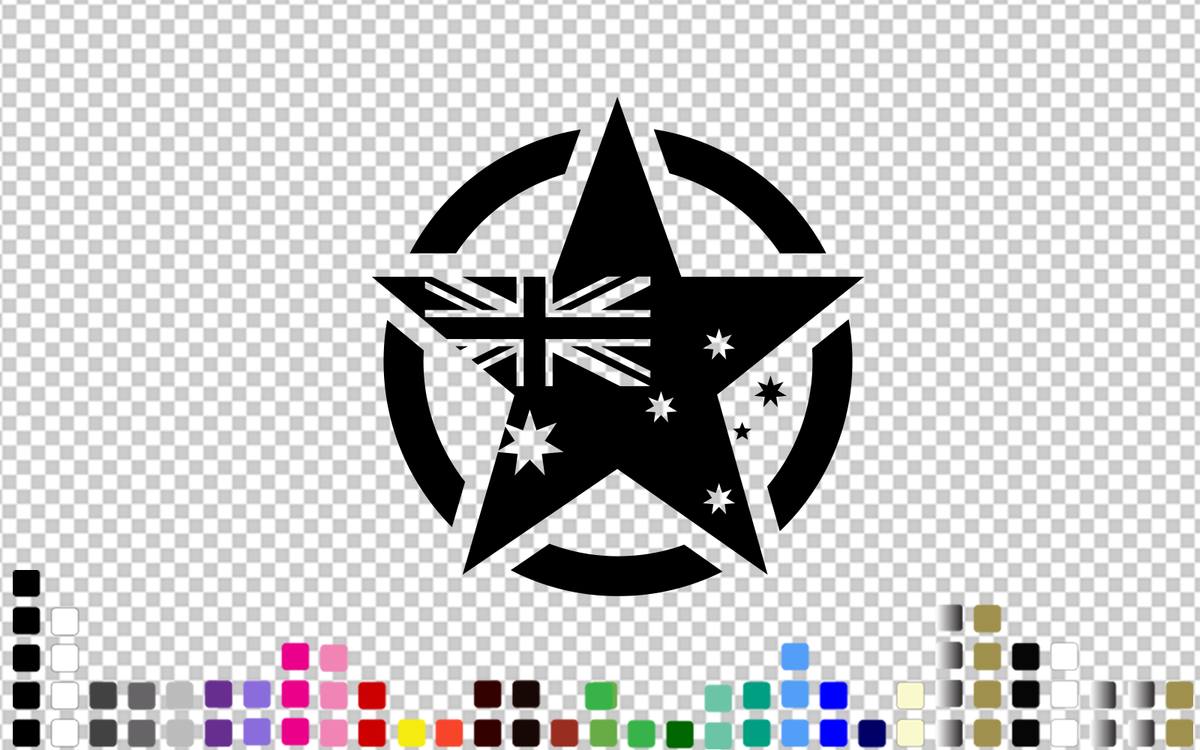 Australian Flag Military Star Decal: Solid Design Vinyl Sticker — product photo