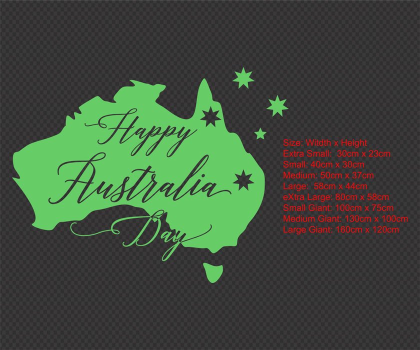 Happy Australia Day Wall & Window Stickers Decal Sign Shop Window Display