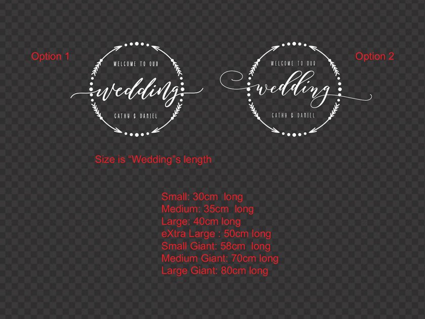 Custom Wedding Welcome Sign Sticker Wreath Decal Simple and Elegance